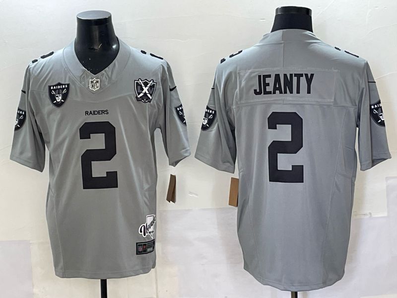 Men 2025 Oakland Raiders #2 Jeanty Grey Retro Third Generation Nike Limited NFL Jersey style 05->oakland raiders->NFL Jersey